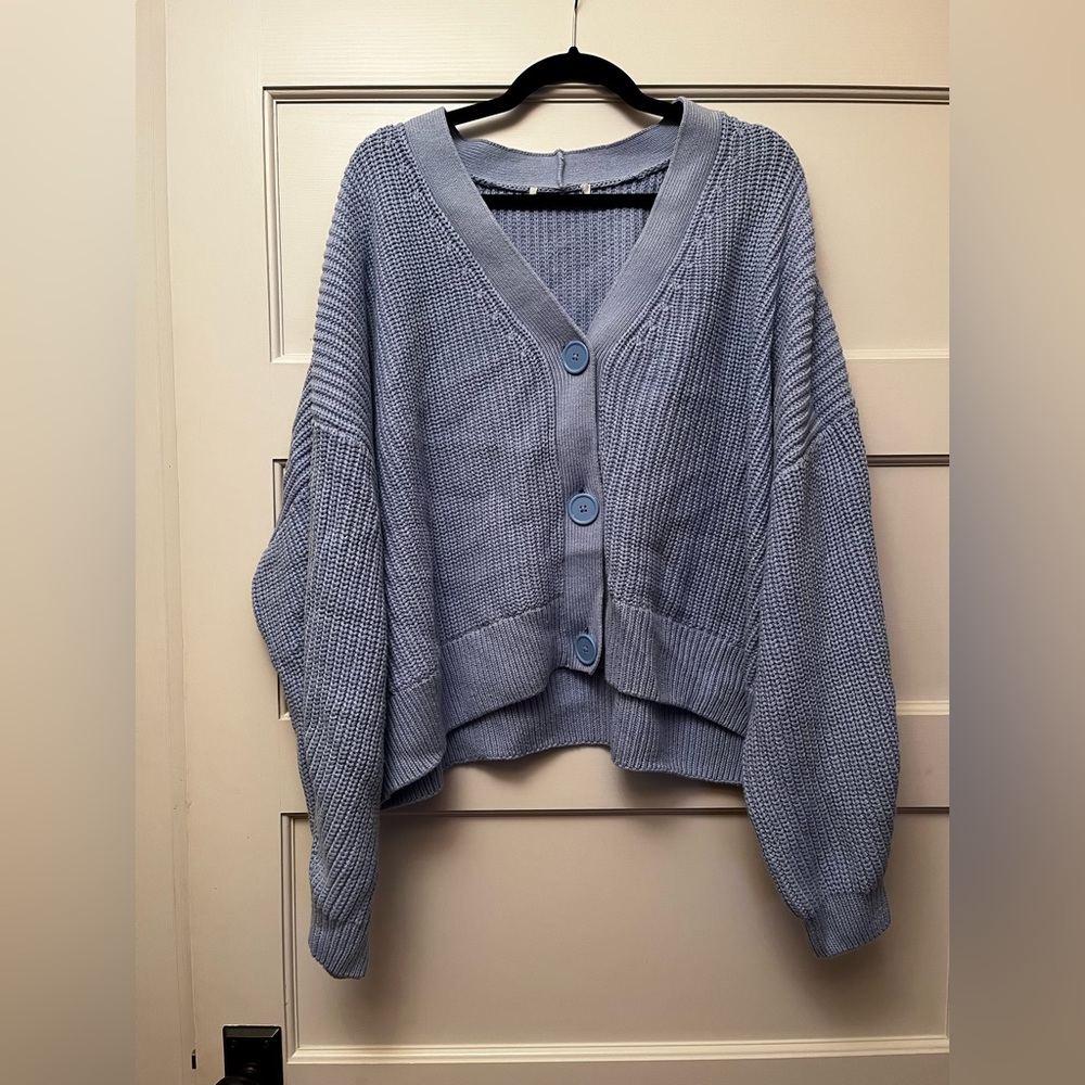 H&M Light Blue Boxy Rib-knit Sweater